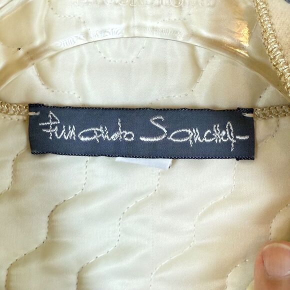 Fernando Sanchez Cashmere Vest Open Quilted Asian Style Top Cream Sz P Cheongsam - Picture 6 of 12